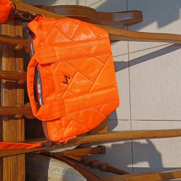 Lug Neon Orange Dory Mini Quilted Tote Bag with Short Handles, EUC, 11"x7"x4" - Picture 1 of 6